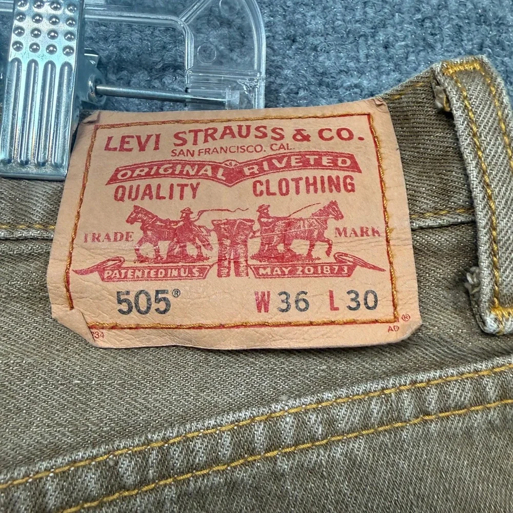Levi's 505 Jeans Men 36x30 Brown Regular Fit Straight Leg Denim Classic Workwear